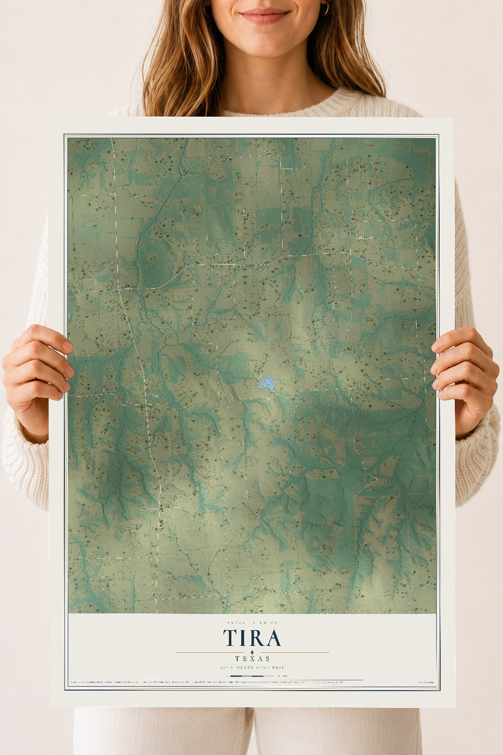 Map of Tira, Texas, 18 x 24 inch unframed archival matte print