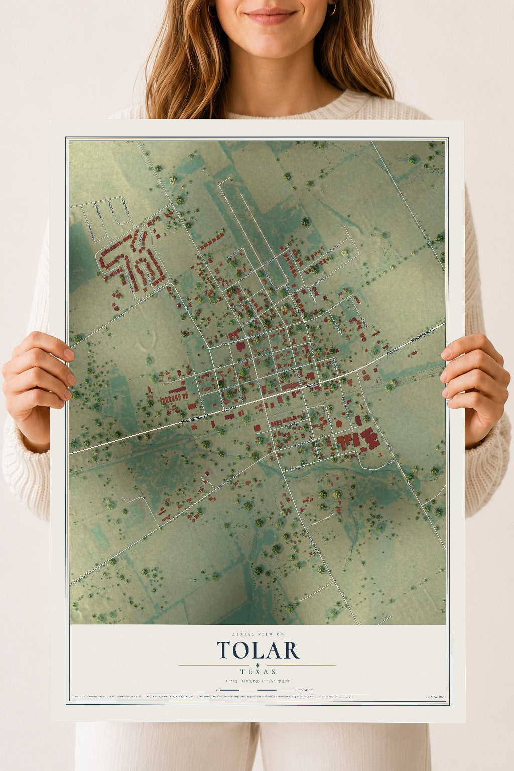 Map of Tolar, Texas, 18 x 24 inch unframed archival matte print