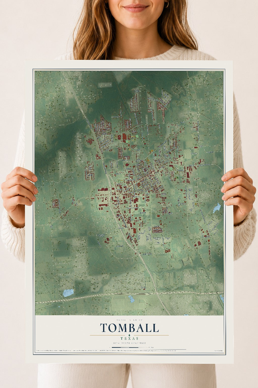 Map of Tomball, Texas, 18 x 24 inch unframed archival matte print