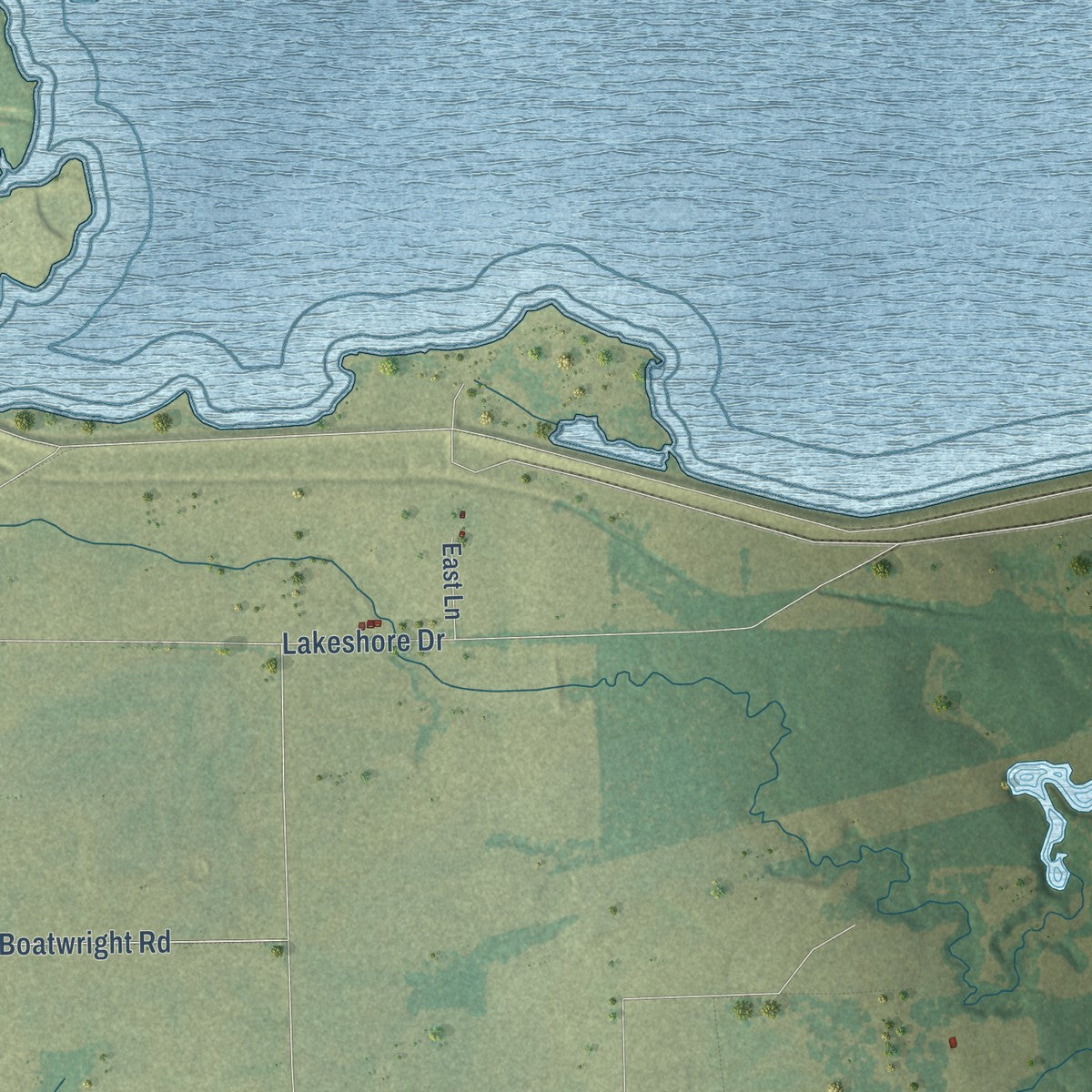 Second close-up of the map of Trinidad, Texas print showing more streets and buildings