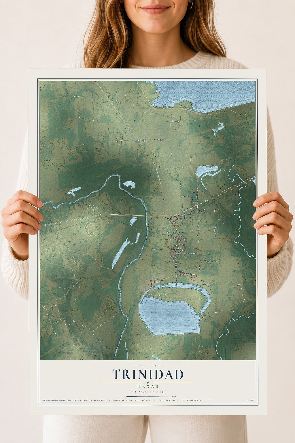 Map of Trinidad, Texas, 18 x 24 inch unframed archival matte print