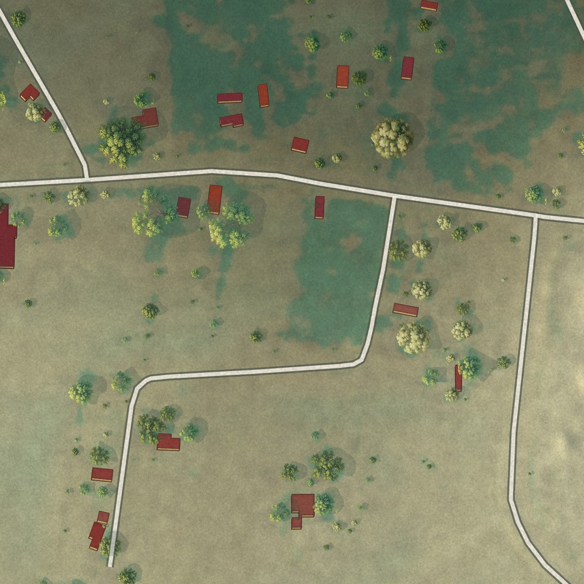Close-up of the map of Tunis, Texas print showing street and building detail