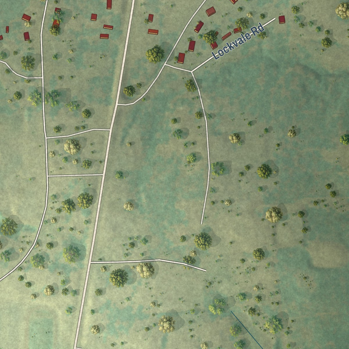 Second close-up of the map of Union Grove, Texas print showing more streets and buildings