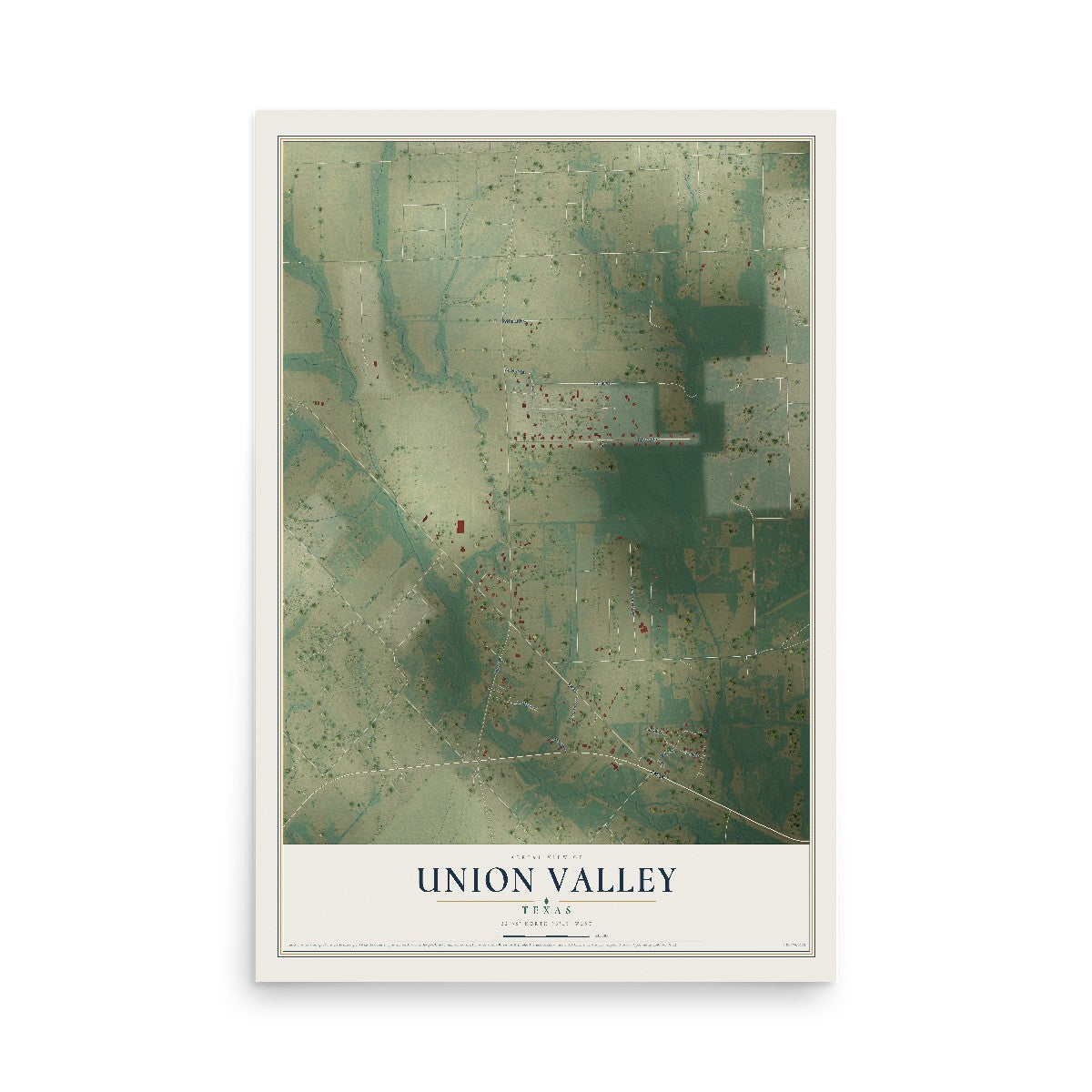 Map of Union Valley, Texas, 12 x 18 inch unframed archival matte print
