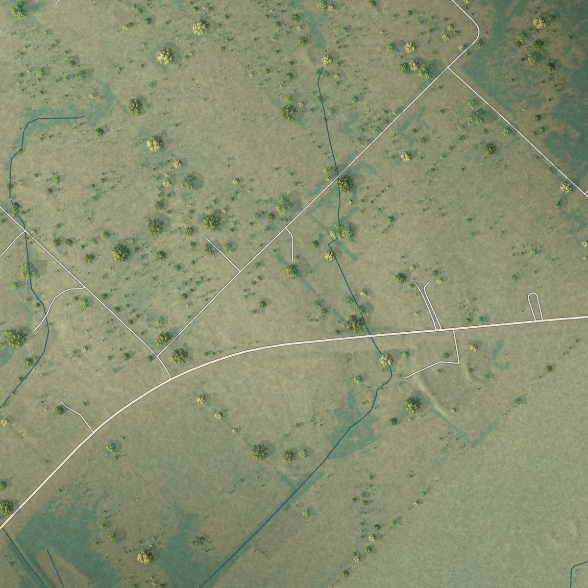 Second close-up of the map of Union Valley, Texas print showing more streets and buildings