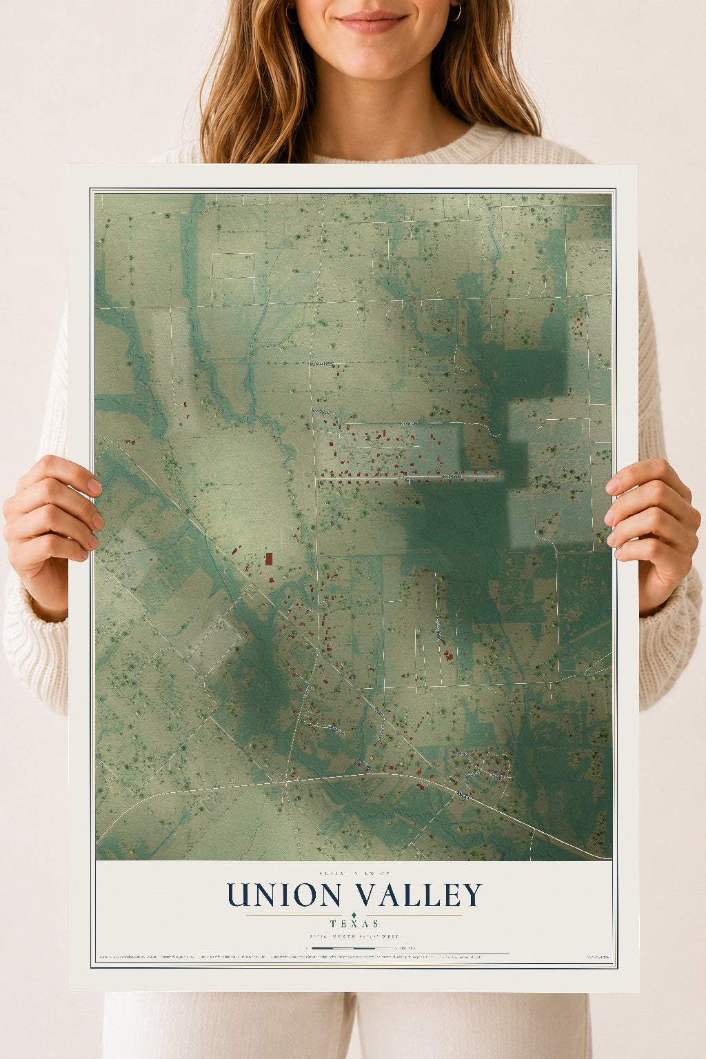 Map of Union Valley, Texas, 18 x 24 inch unframed archival matte print