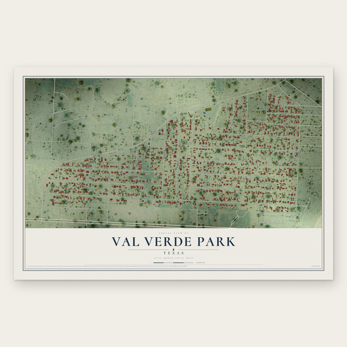Val Verde Park, Texas map print, the full design