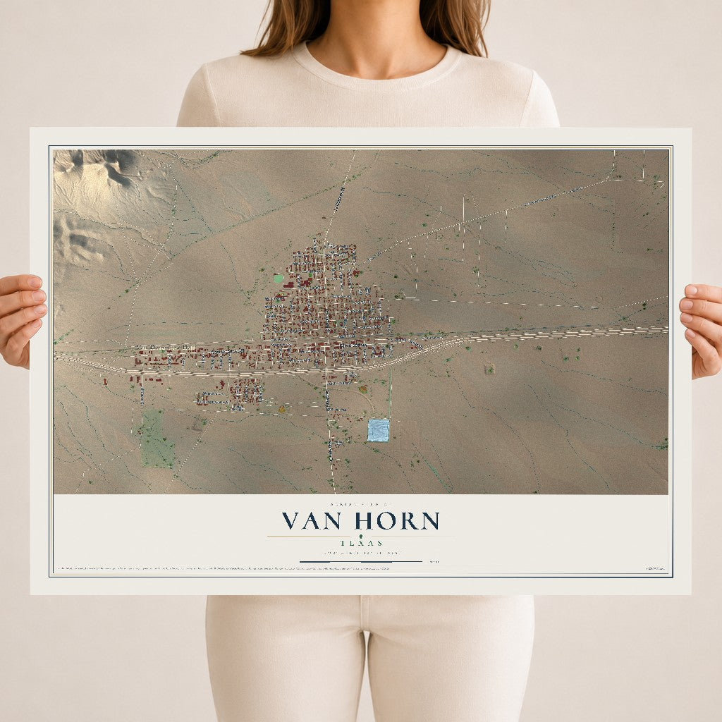 Map of Van Horn, Texas, 18 x 24 inch unframed archival matte print