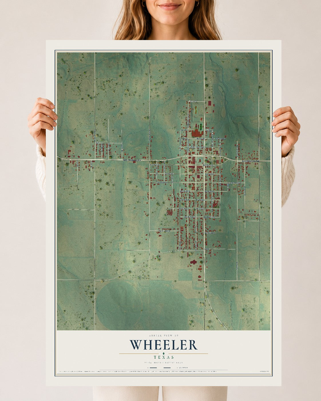 Map of Wheeler, Texas, 24 x 36 inch unframed archival matte print