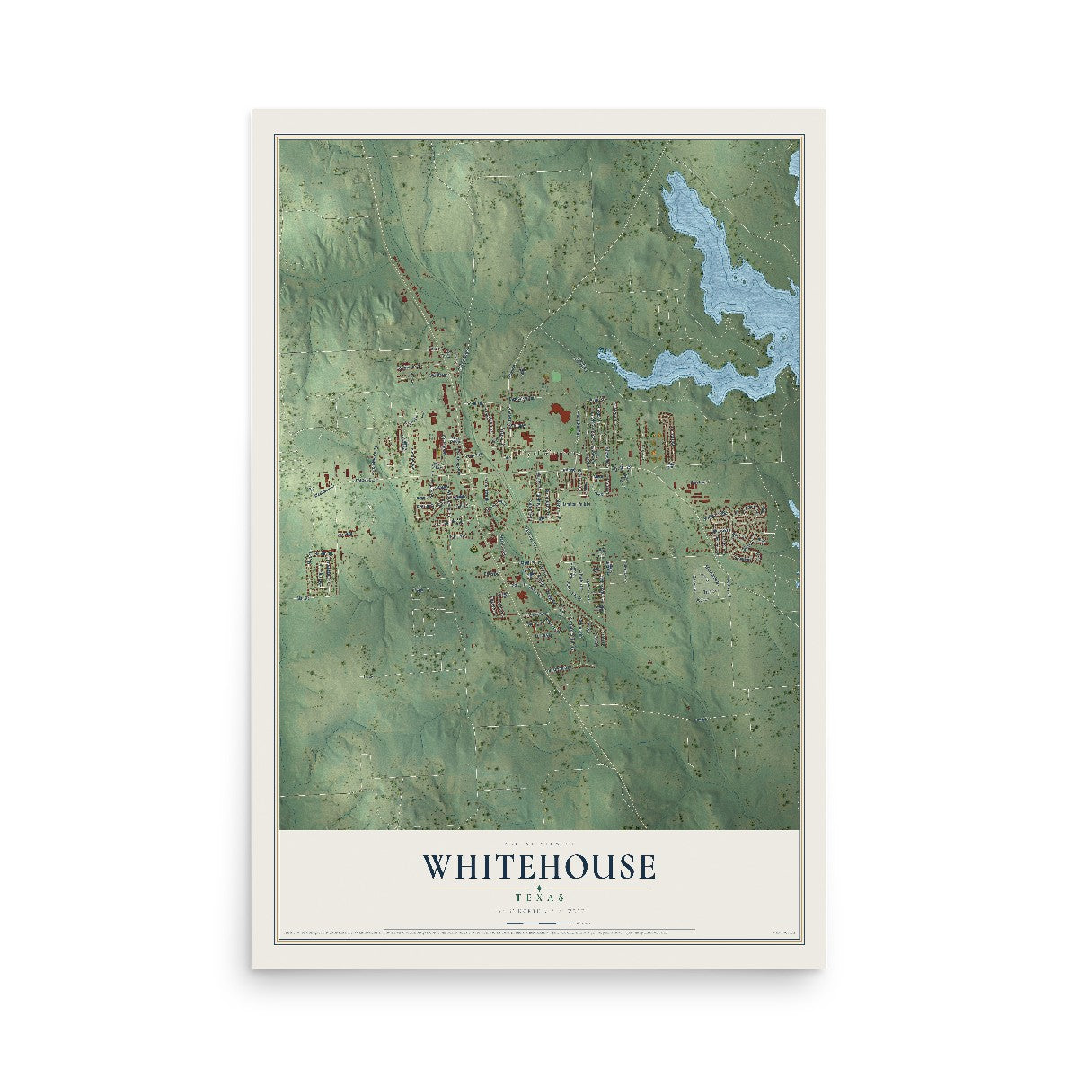 Map of Whitehouse, Texas, 12 x 18 inch unframed archival matte print