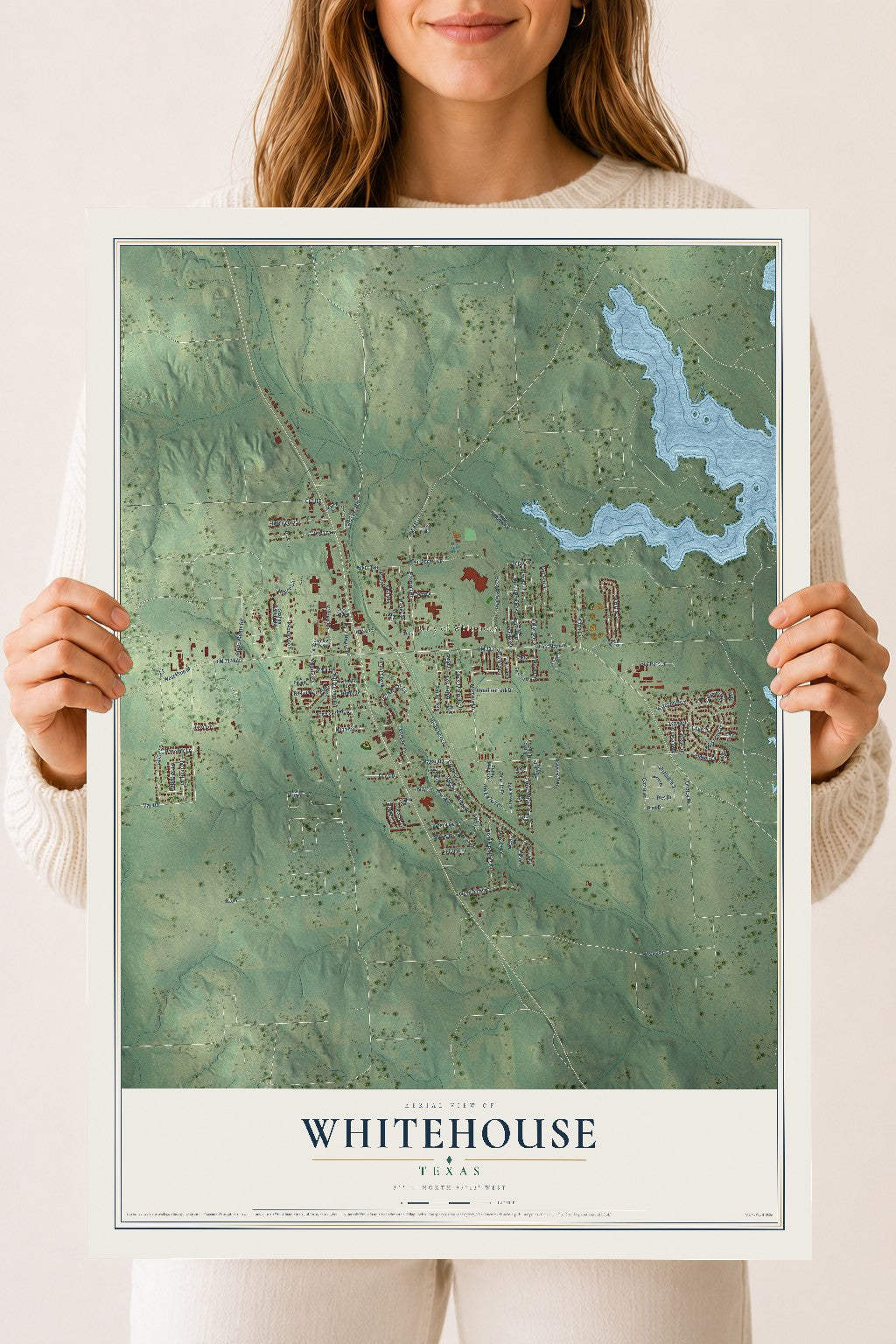 Map of Whitehouse, Texas, 18 x 24 inch unframed archival matte print
