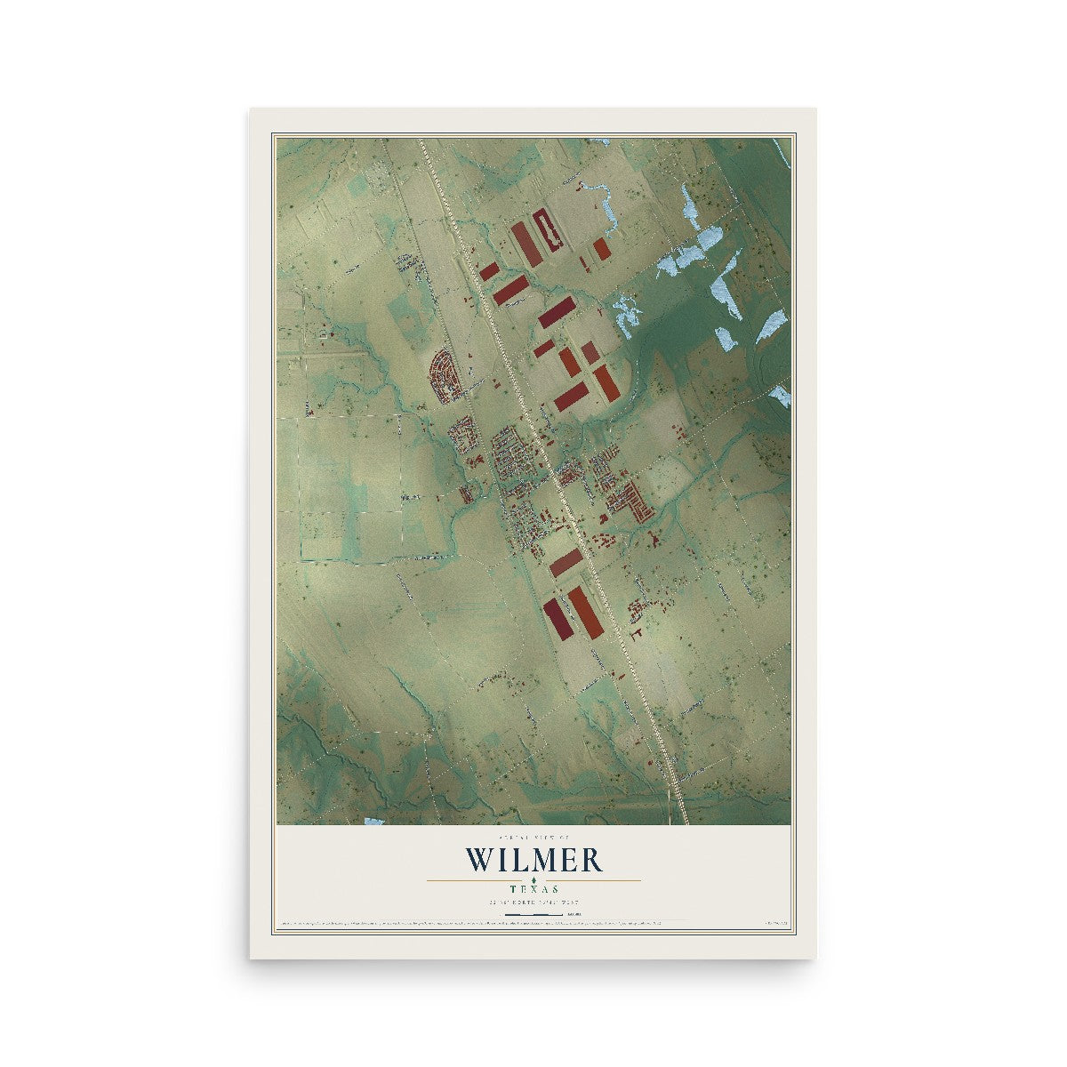 Map of Wilmer, Texas, 12 x 18 inch unframed archival matte print