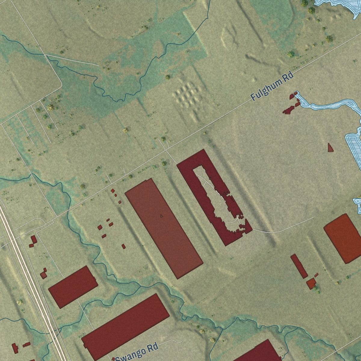 Second close-up of the map of Wilmer, Texas print showing more streets and buildings
