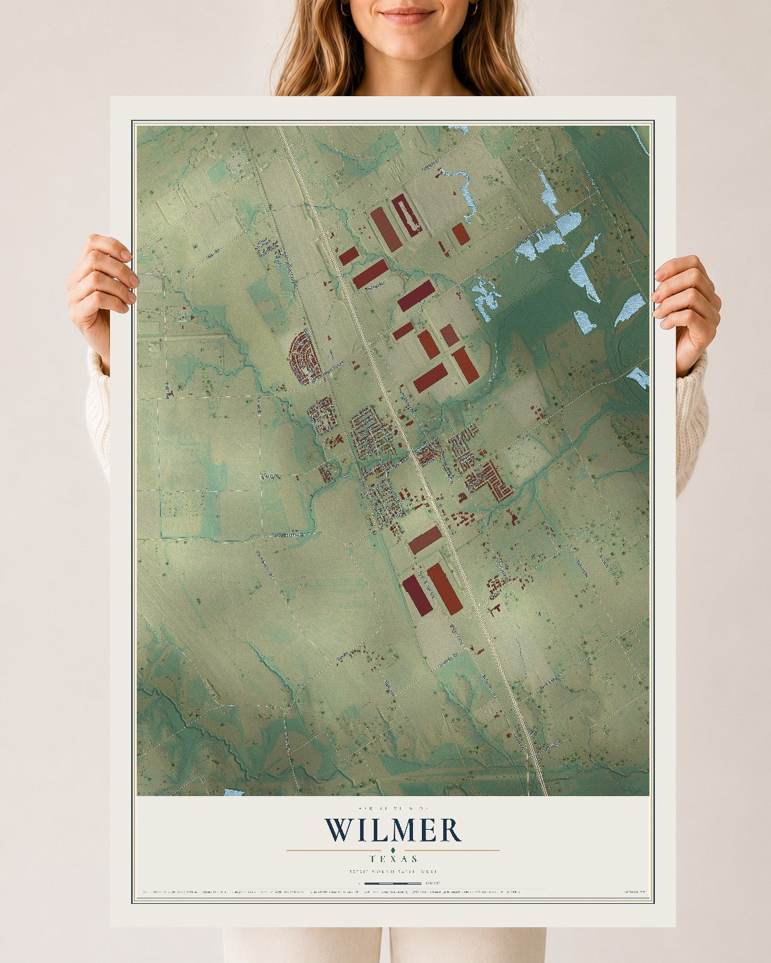 Map of Wilmer, Texas, 24 x 36 inch unframed archival matte print