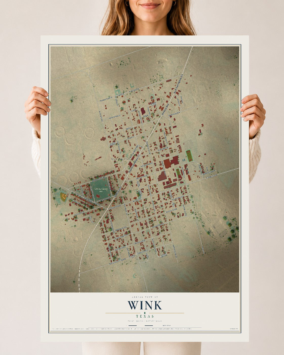 Map of Wink, Texas, 24 x 36 inch unframed archival matte print