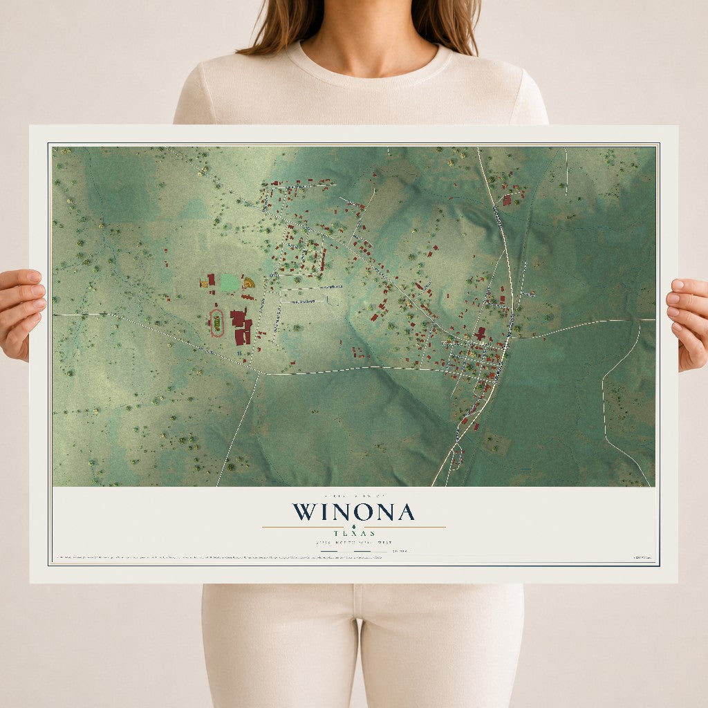 Map of Winona, Texas, 18 x 24 inch unframed archival matte print