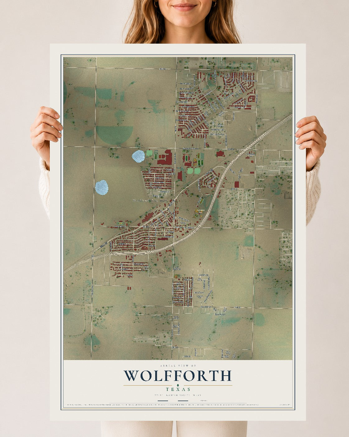 Map of Wolfforth, Texas, 24 x 36 inch unframed archival matte print