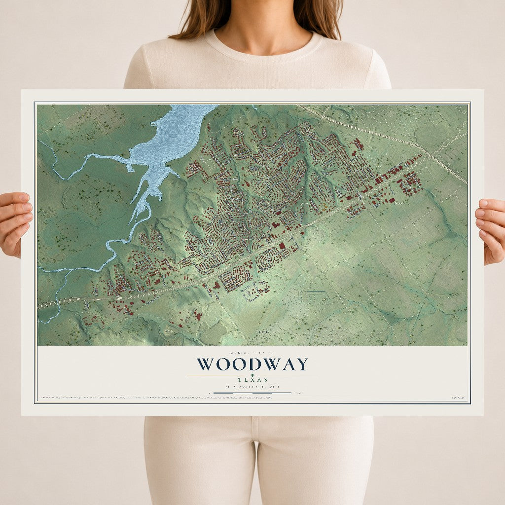 Map of Woodway, Texas, 18 x 24 inch unframed archival matte print