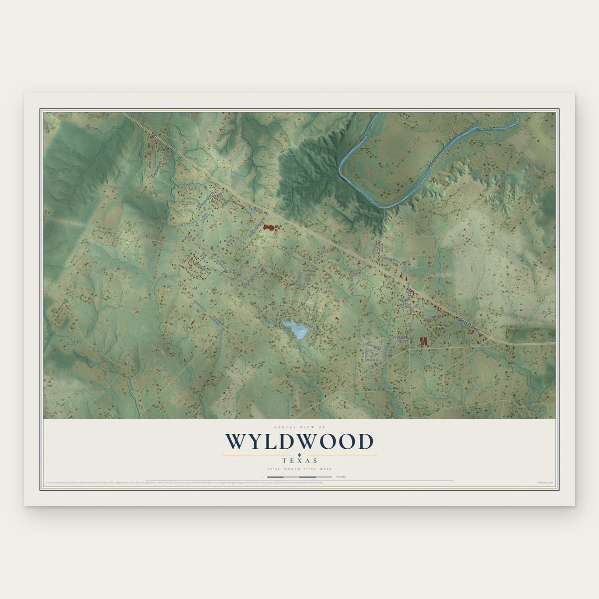 Wyldwood, Texas map print, the full design