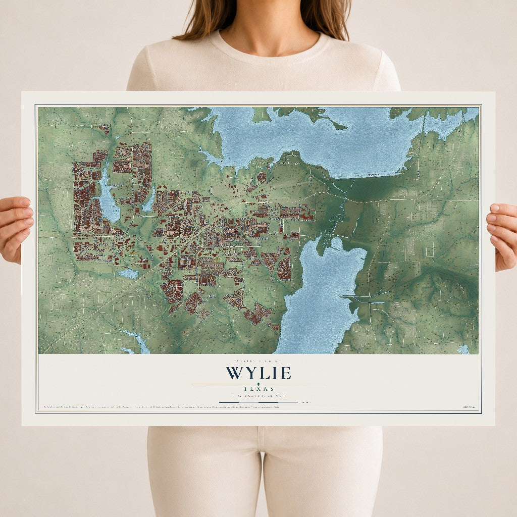 Map of Wylie, Texas, 18 x 24 inch unframed archival matte print