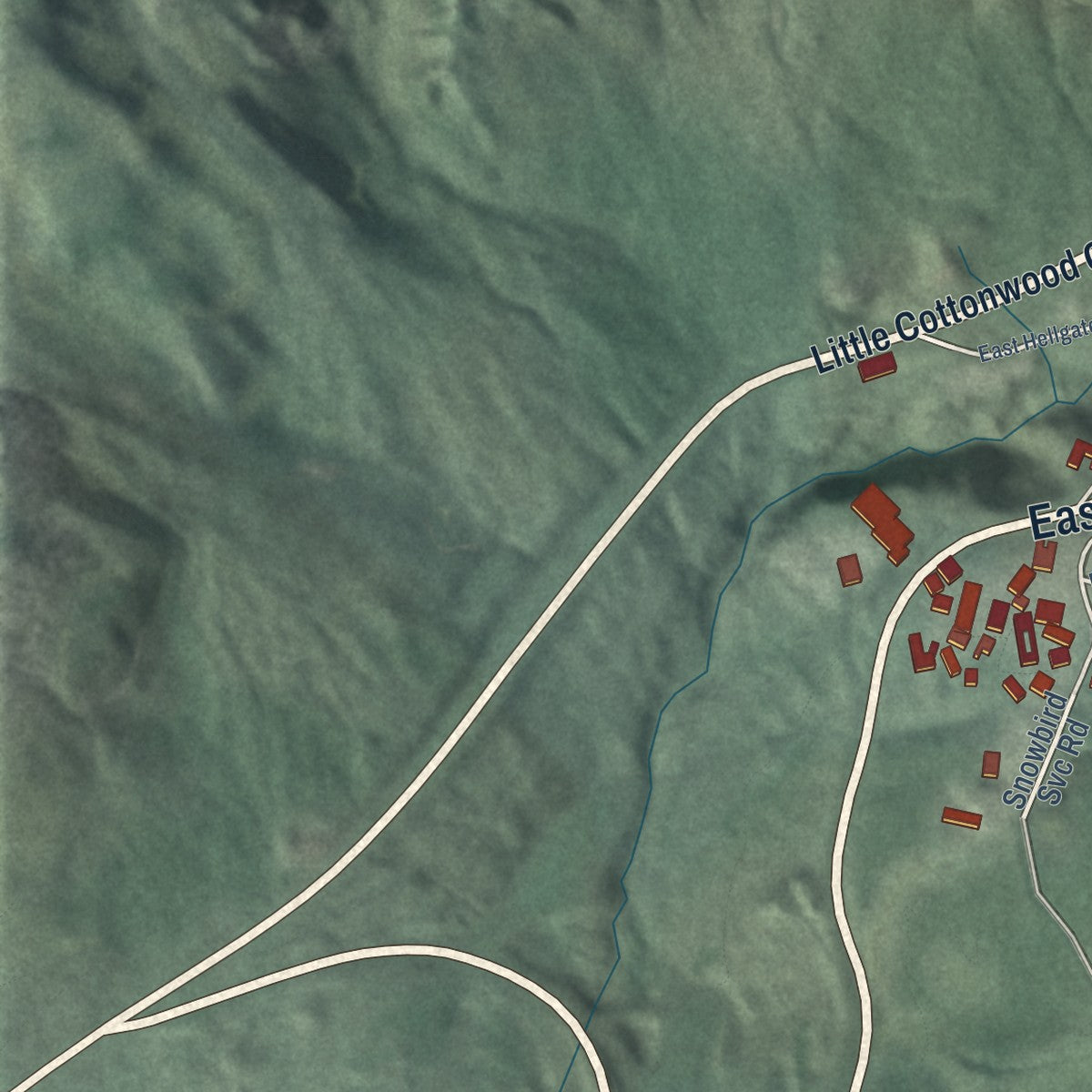 Close-up of the map of Alta, Utah print showing street and building detail