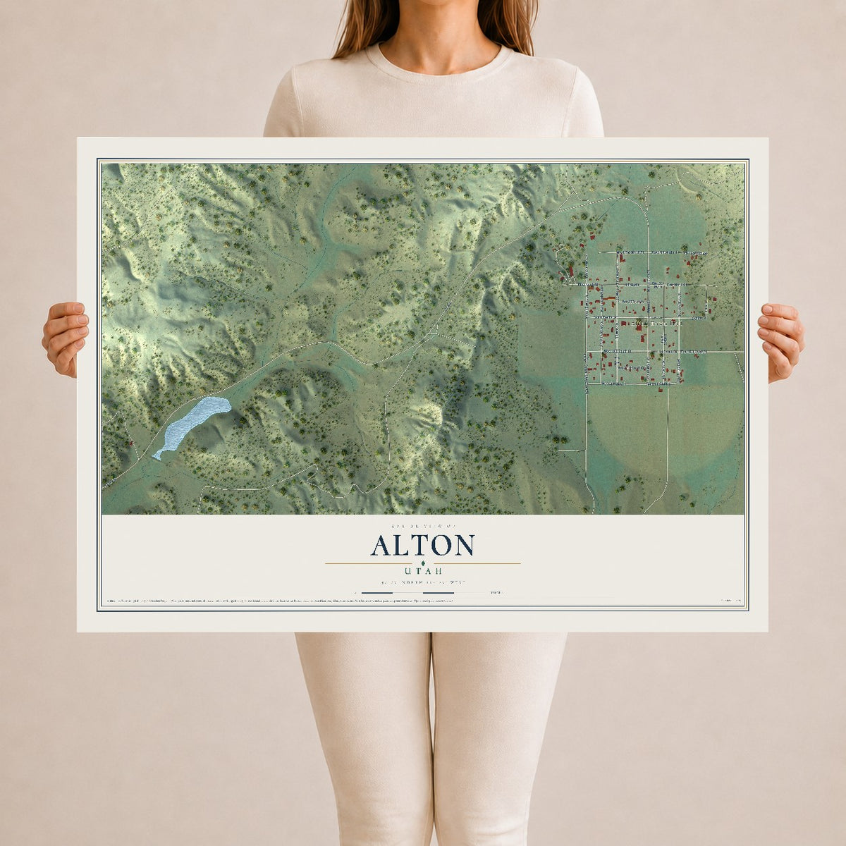 Map of Alton, Utah, 24 x 36 inch unframed archival matte print