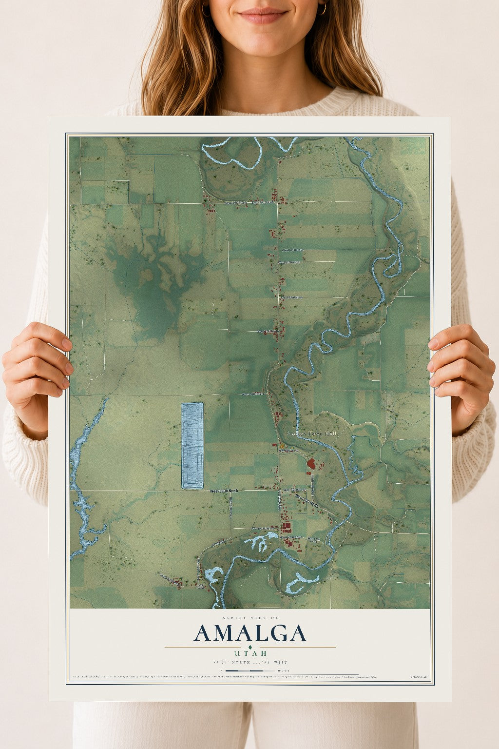 Map of Amalga, Utah, 18 x 24 inch unframed archival matte print