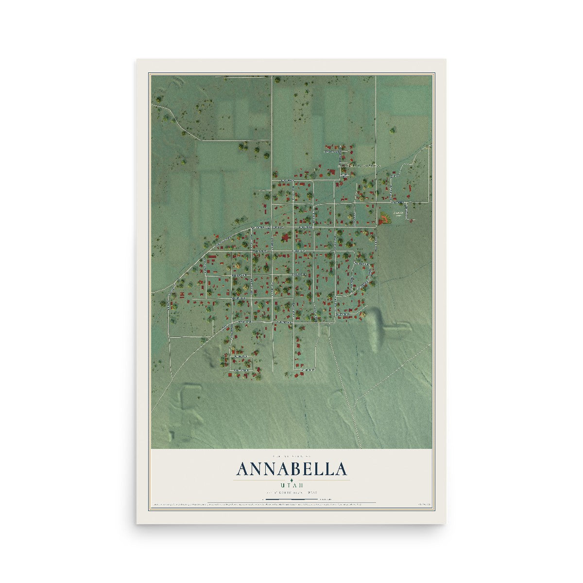 Map of Annabella, Utah, 12 x 18 inch unframed archival matte print