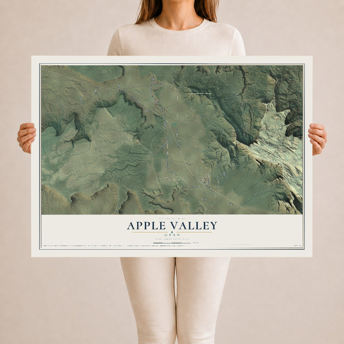 Map of Apple Valley, Utah, 24 x 36 inch unframed archival matte print