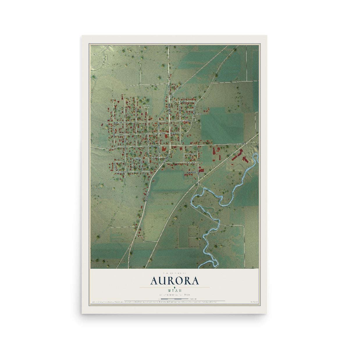 Map of Aurora, Utah, 12 x 18 inch unframed archival matte print