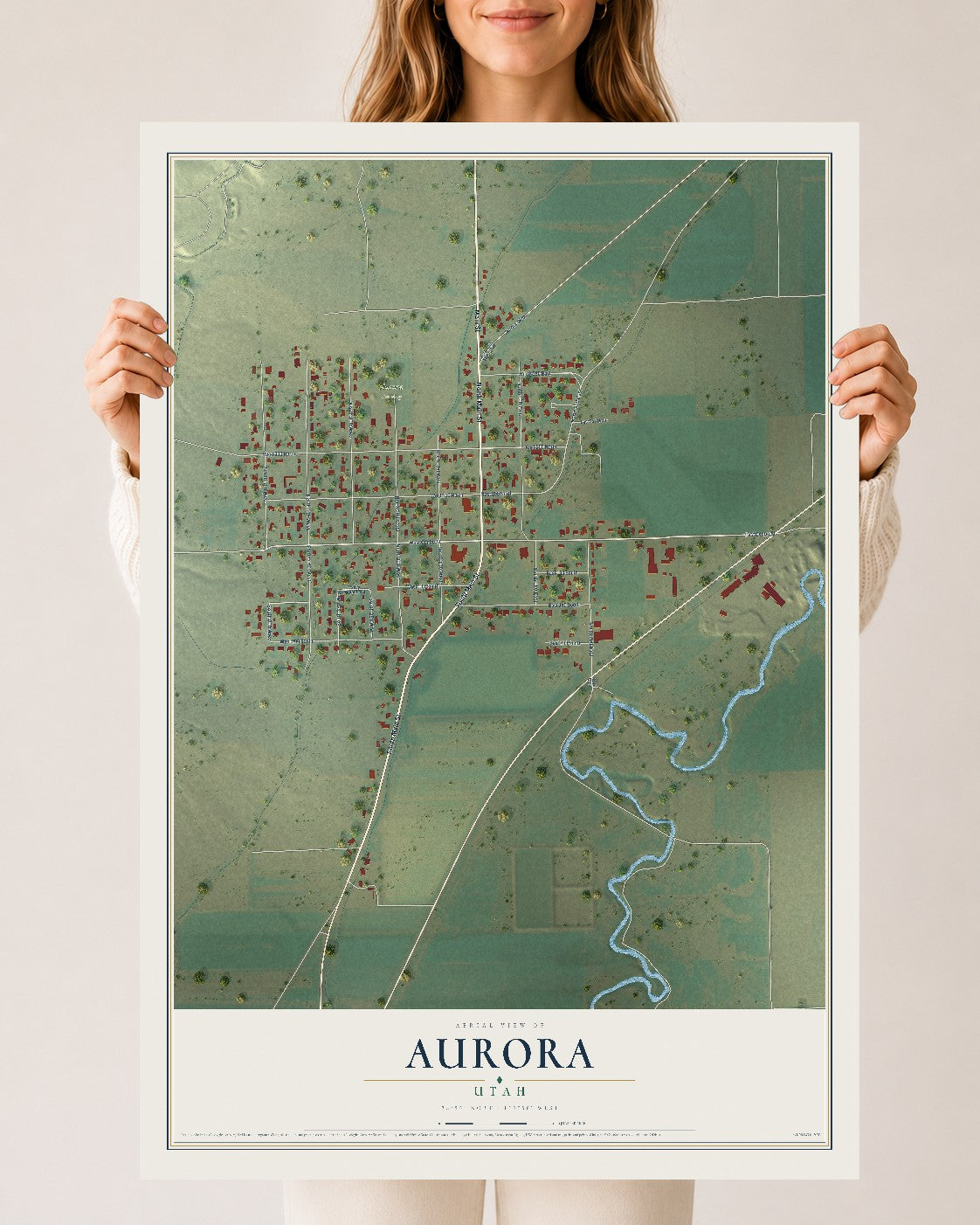 Map of Aurora, Utah, 24 x 36 inch unframed archival matte print