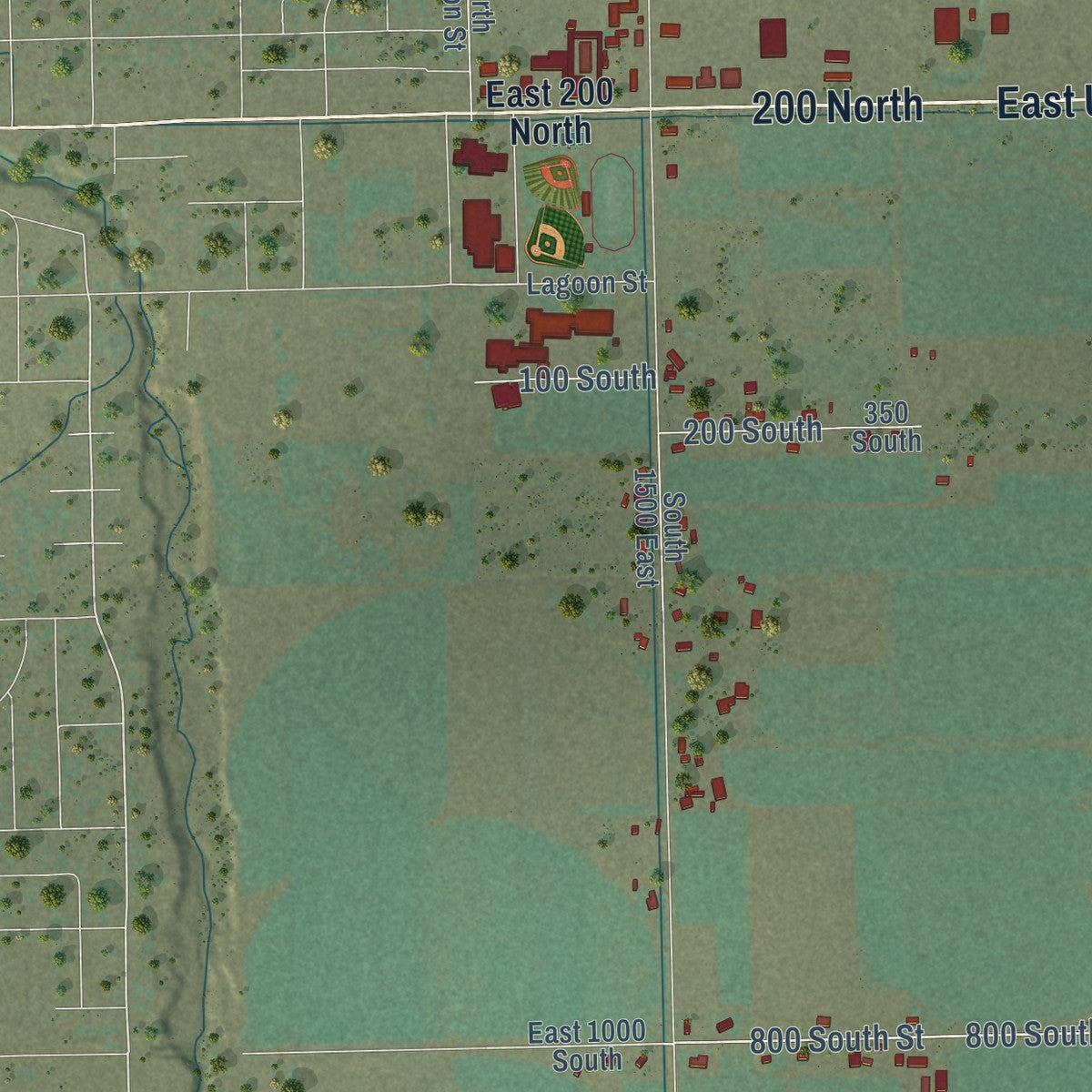 Second close-up of the map of Ballard, Utah print showing more streets and buildings