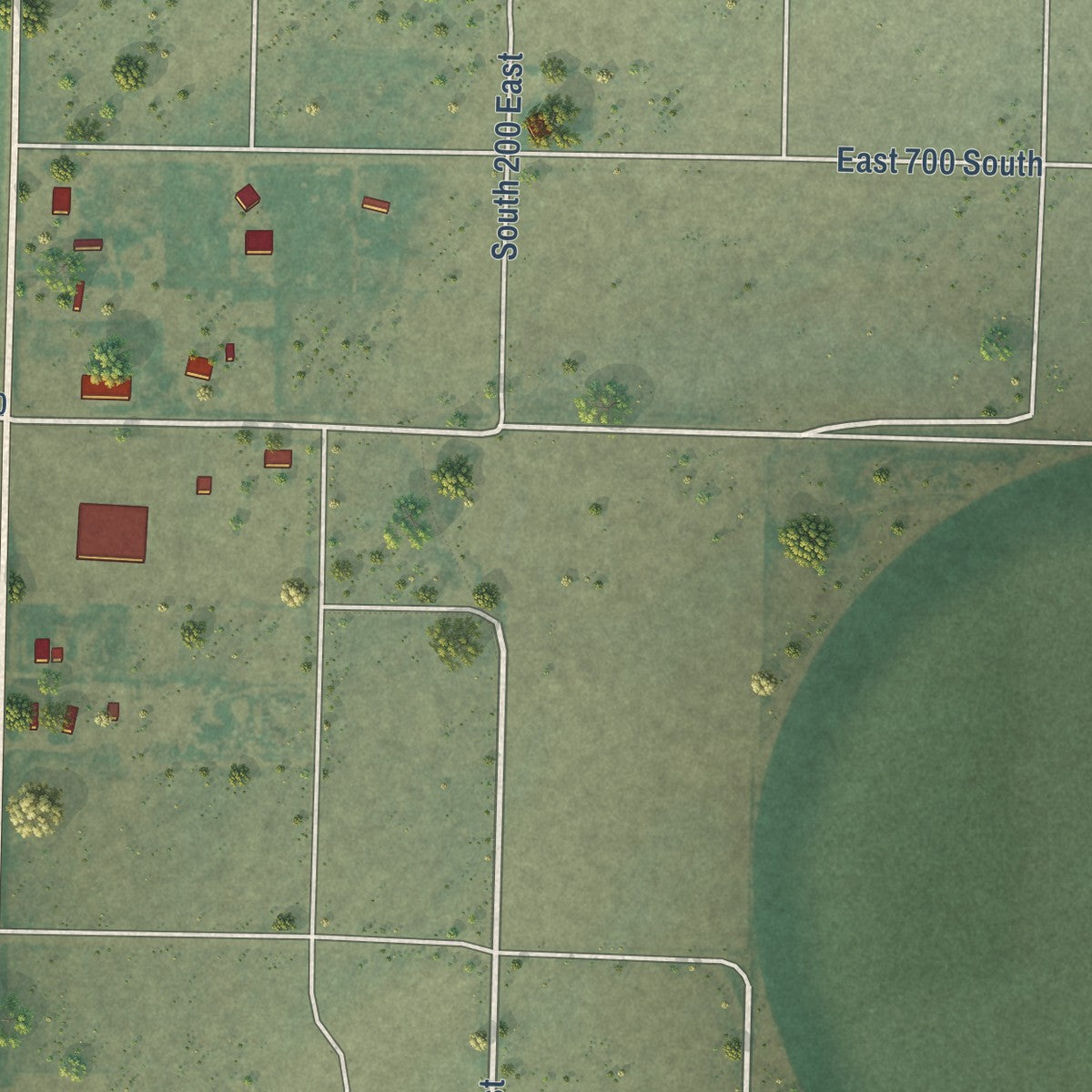 Close-up of the map of Beryl Junction, Utah print showing street and building detail