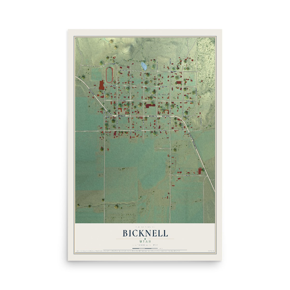 Map of Bicknell, Utah, 12 x 18 inch unframed archival matte print