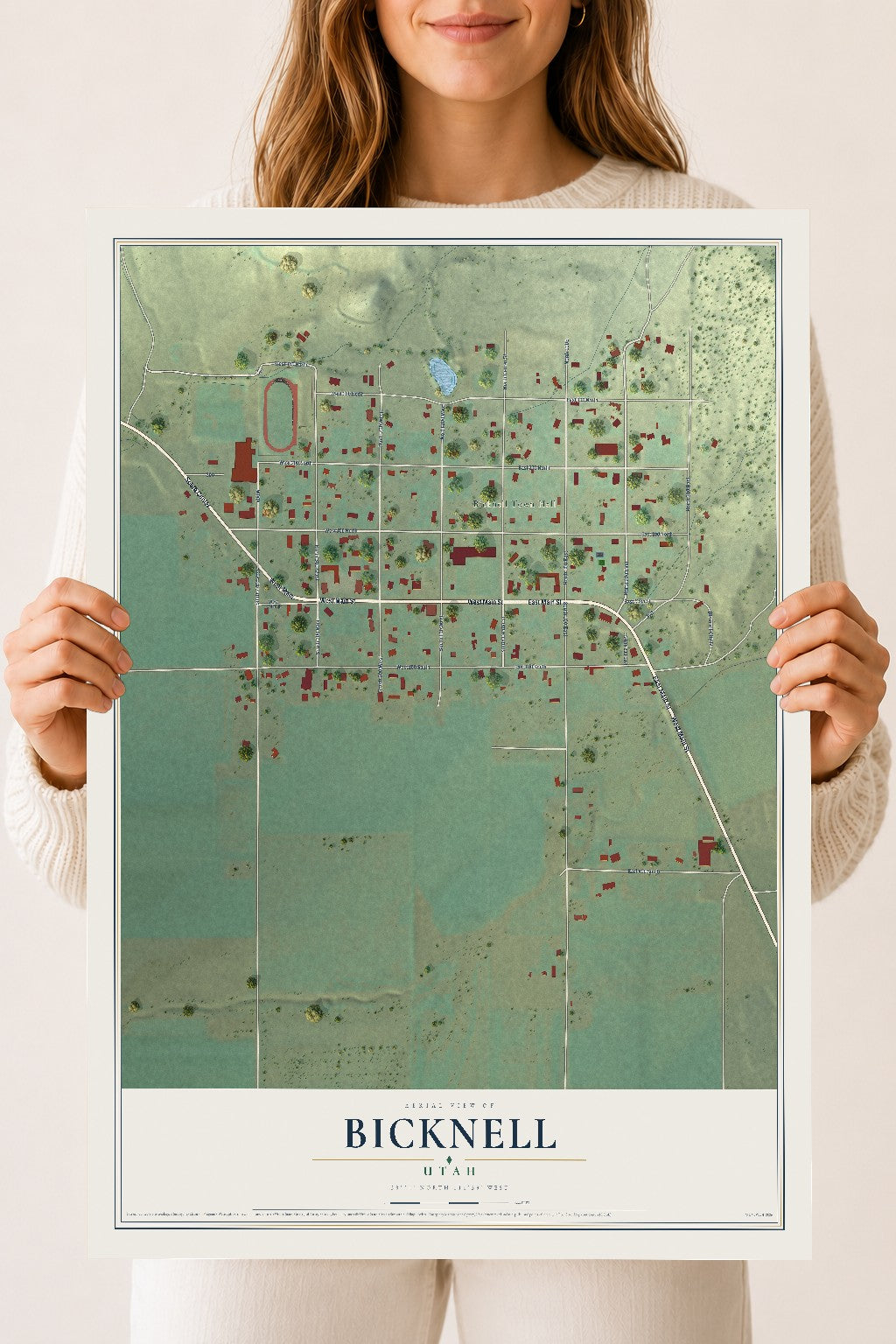 Map of Bicknell, Utah, 18 x 24 inch unframed archival matte print