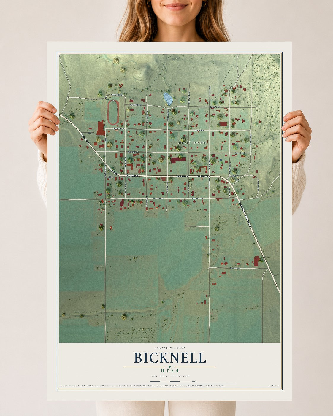 Map of Bicknell, Utah, 24 x 36 inch unframed archival matte print