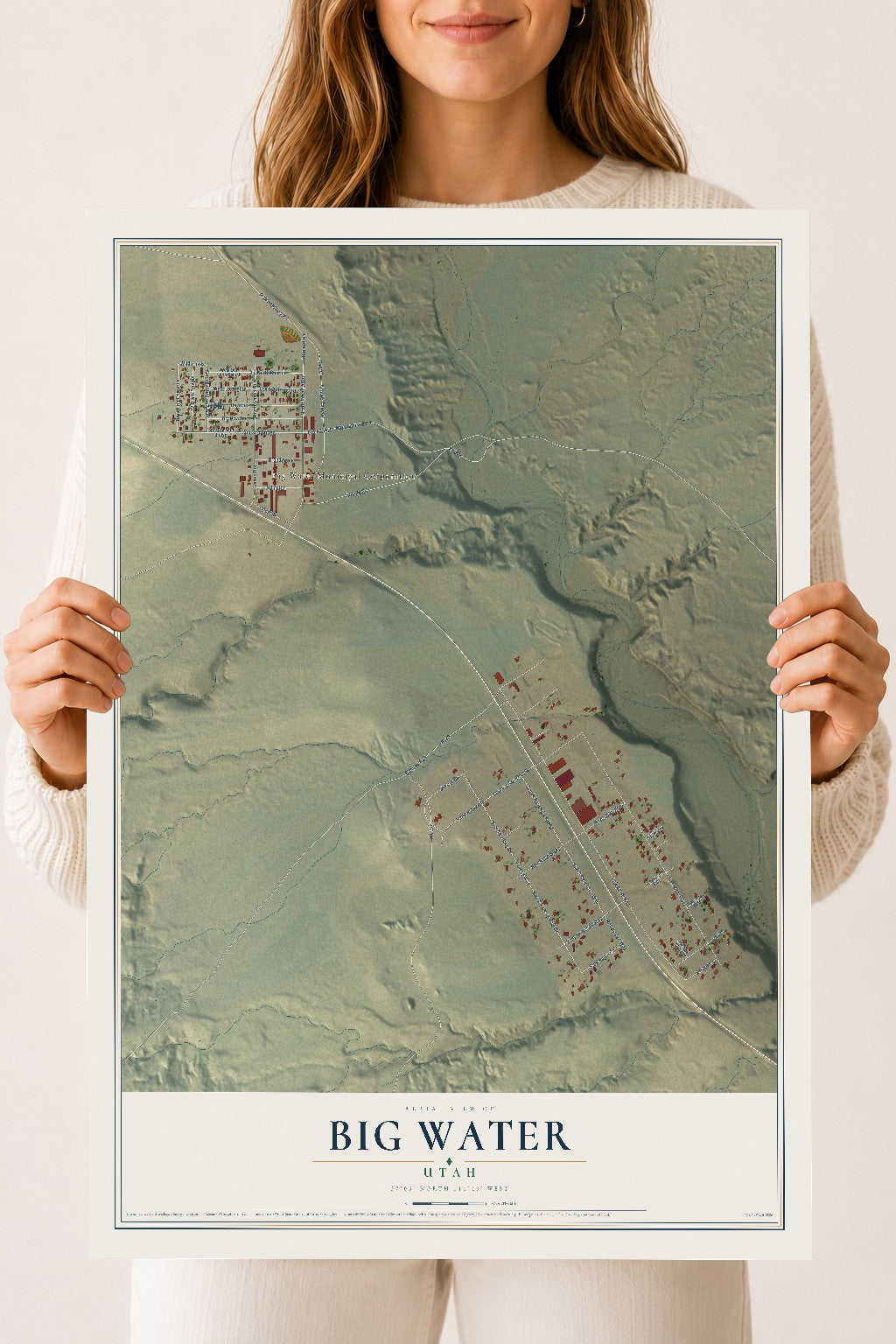 Map of Big Water, Utah, 18 x 24 inch unframed archival matte print