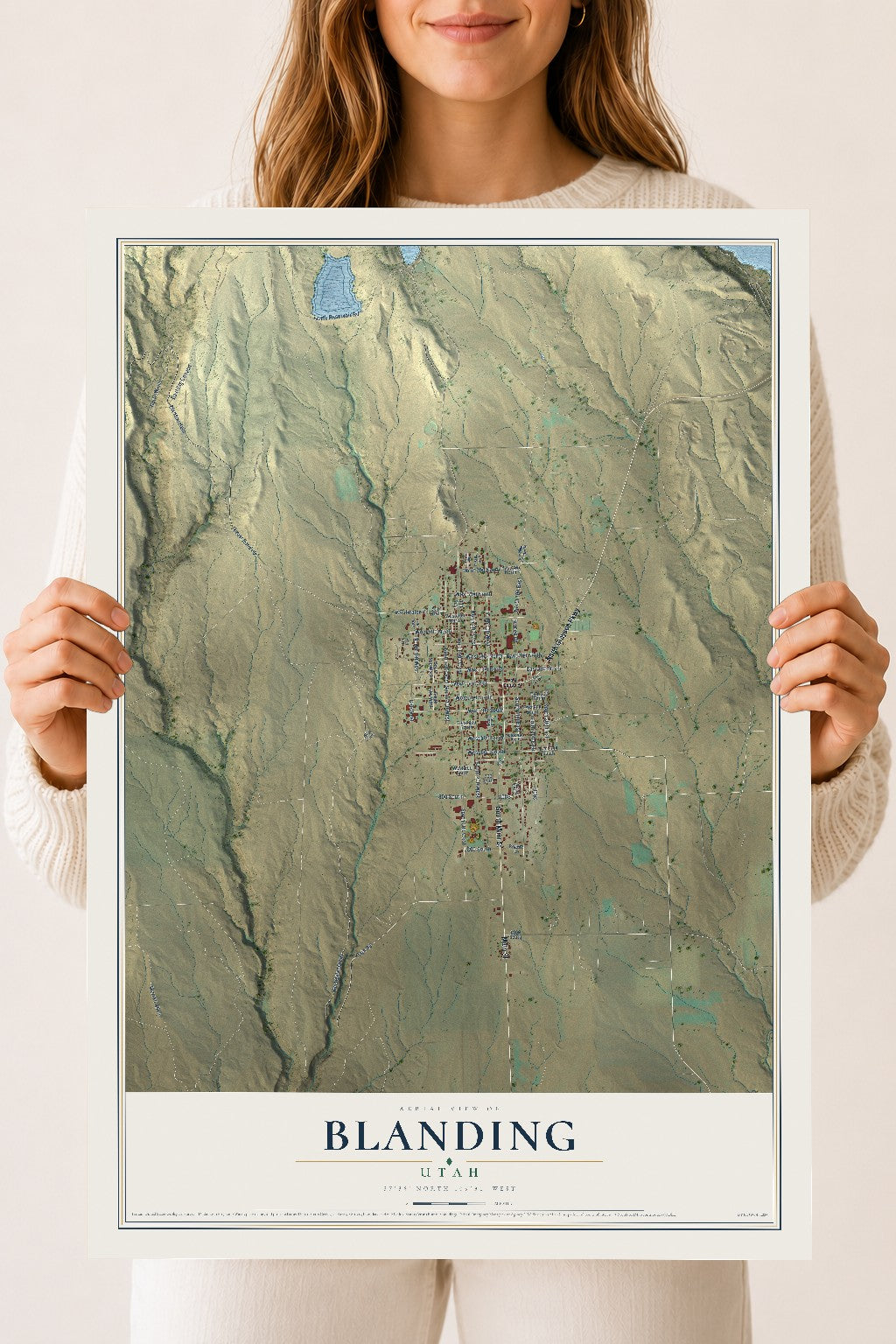 Map of Blanding, Utah, 18 x 24 inch unframed archival matte print
