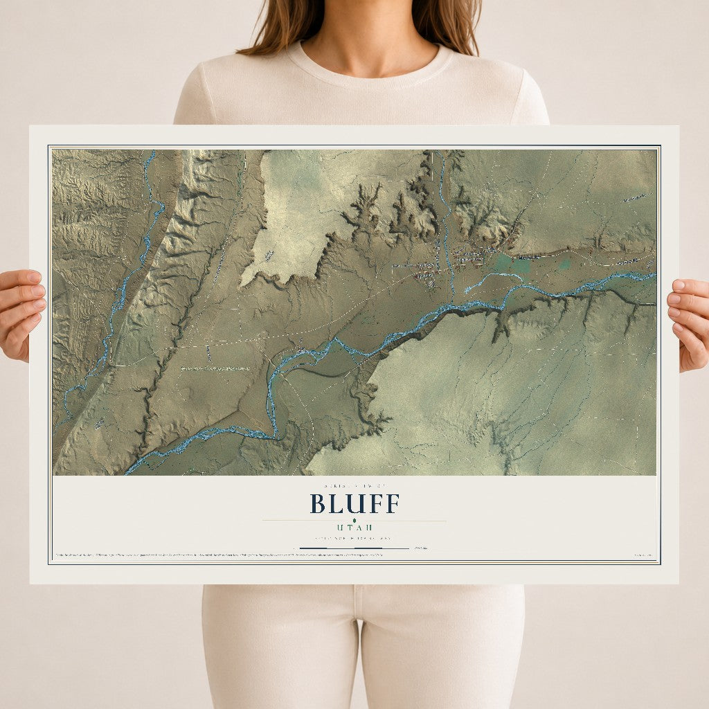 Map of Bluff, Utah, 18 x 24 inch unframed archival matte print