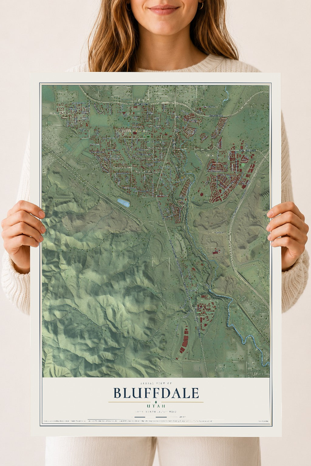 Map of Bluffdale, Utah, 18 x 24 inch unframed archival matte print