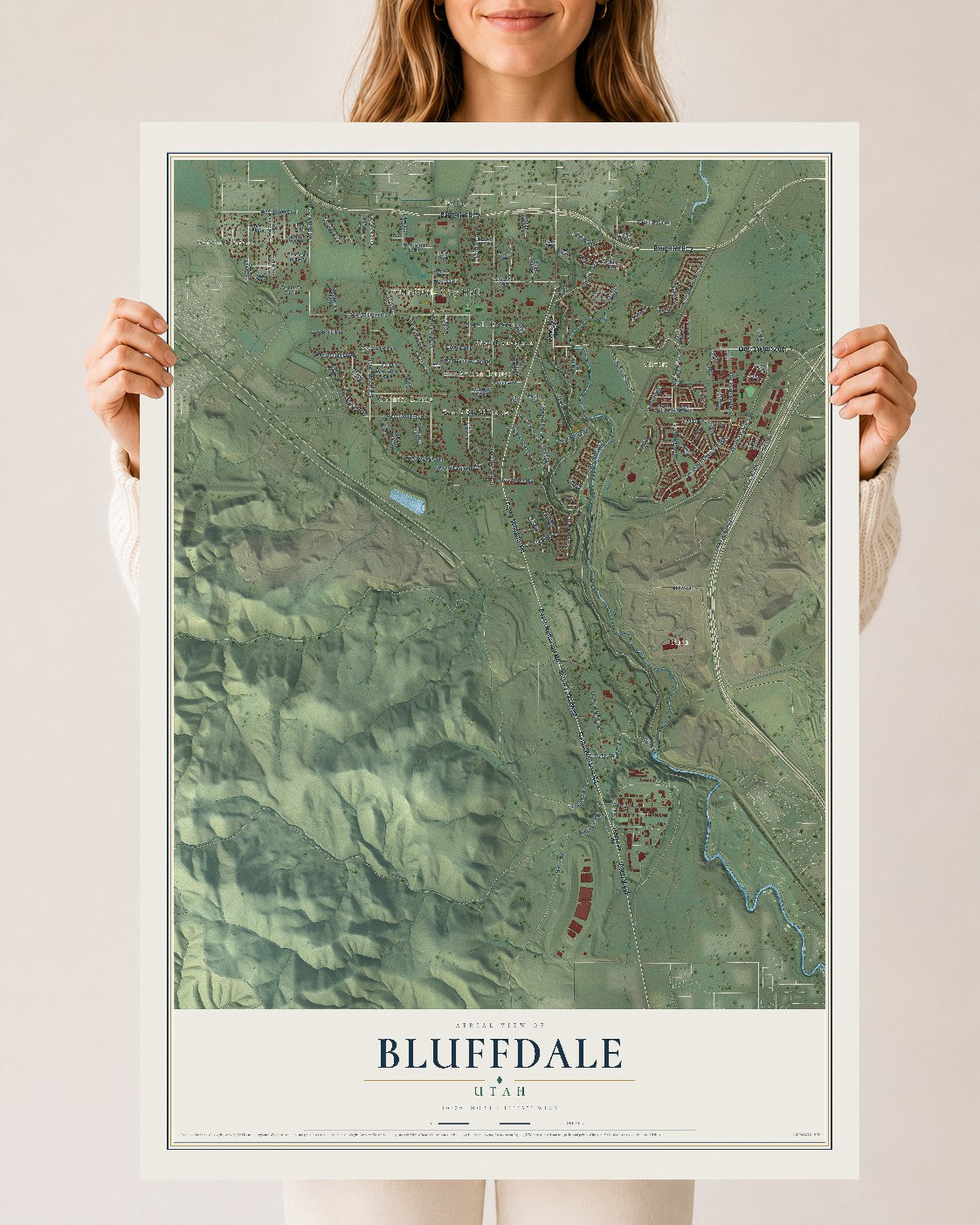 Map of Bluffdale, Utah, 24 x 36 inch unframed archival matte print