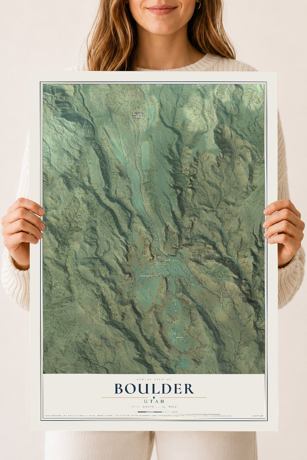 Map of Boulder, Utah, 18 x 24 inch unframed archival matte print