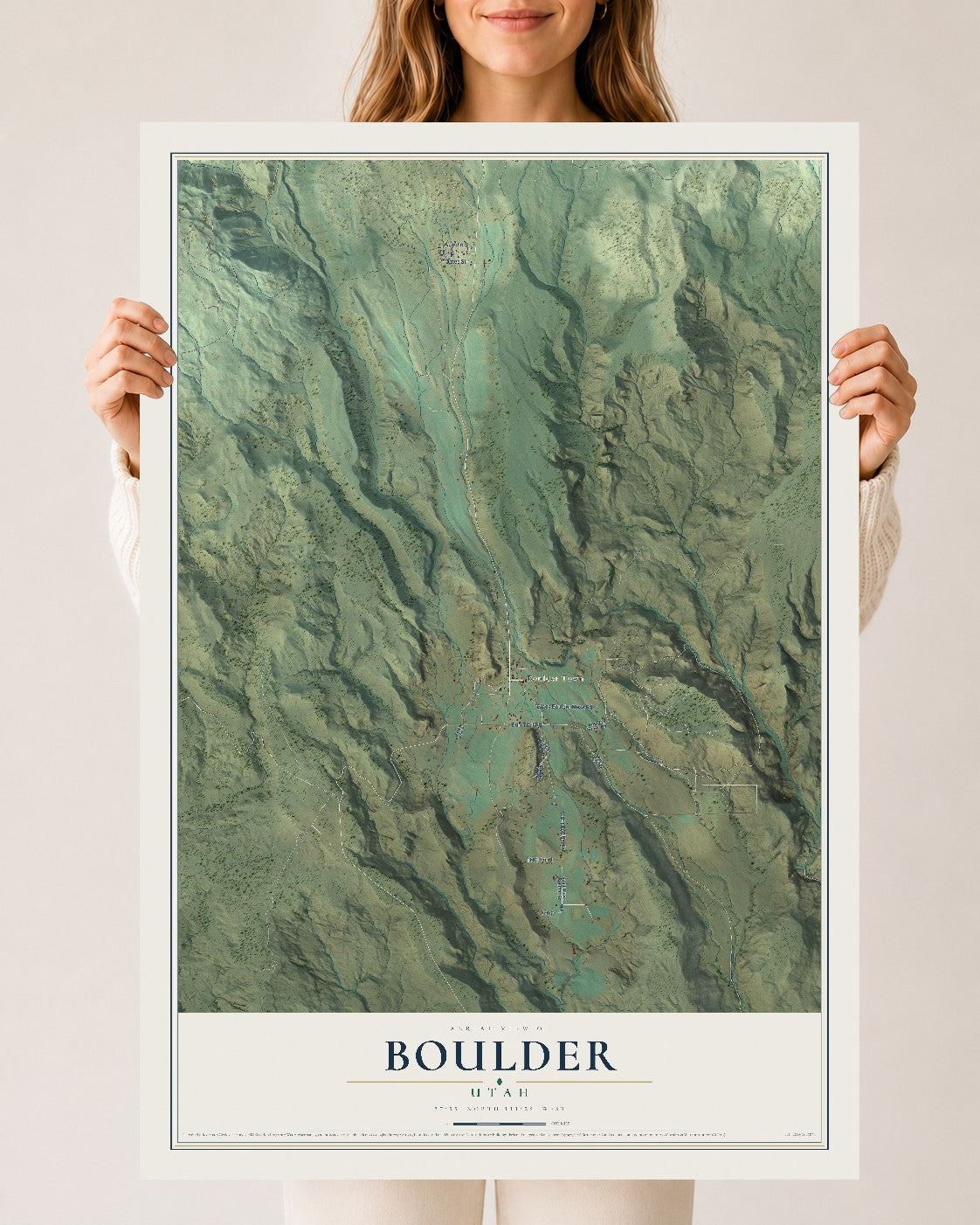 Map of Boulder, Utah, 24 x 36 inch unframed archival matte print