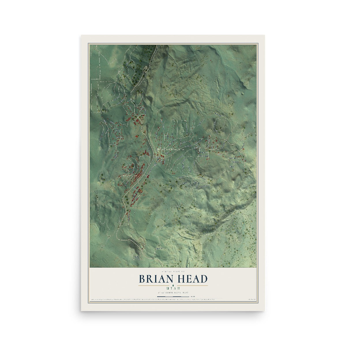 Map of Brian Head, Utah, 12 x 18 inch unframed archival matte print