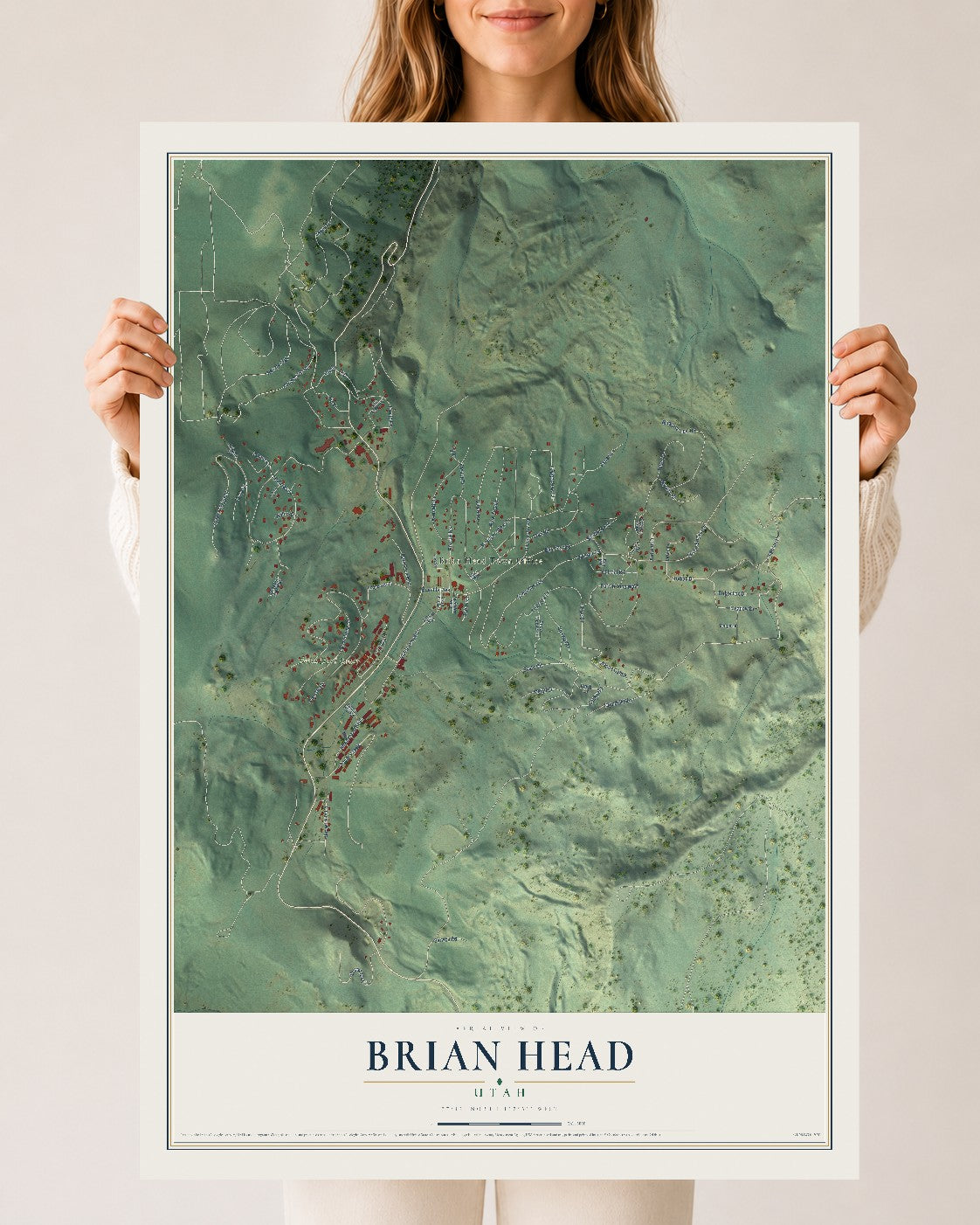 Map of Brian Head, Utah, 24 x 36 inch unframed archival matte print