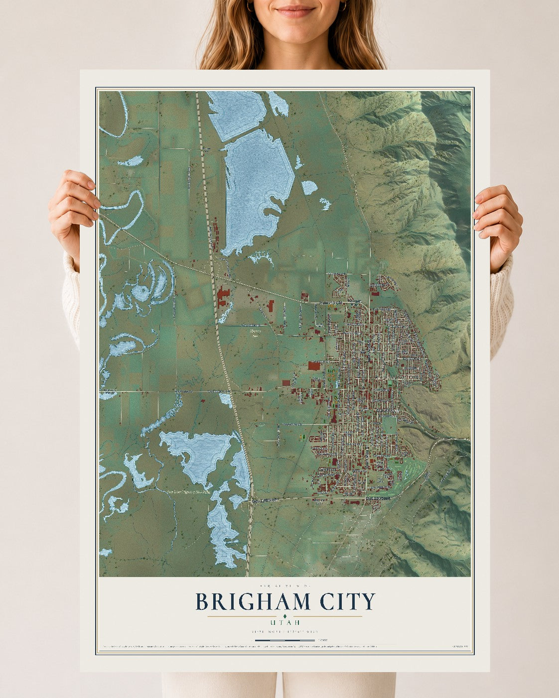 Map of Brigham City, Utah, 24 x 36 inch unframed archival matte print