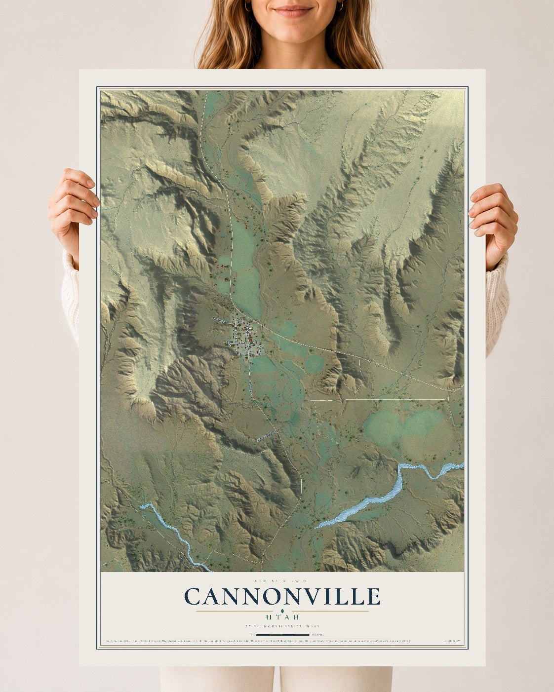 Map of Cannonville, Utah, 24 x 36 inch unframed archival matte print