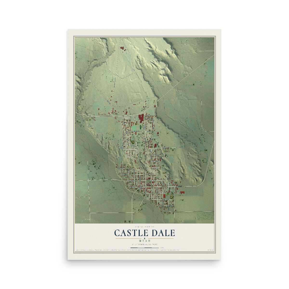 Map of Castle Dale, Utah, 12 x 18 inch unframed archival matte print