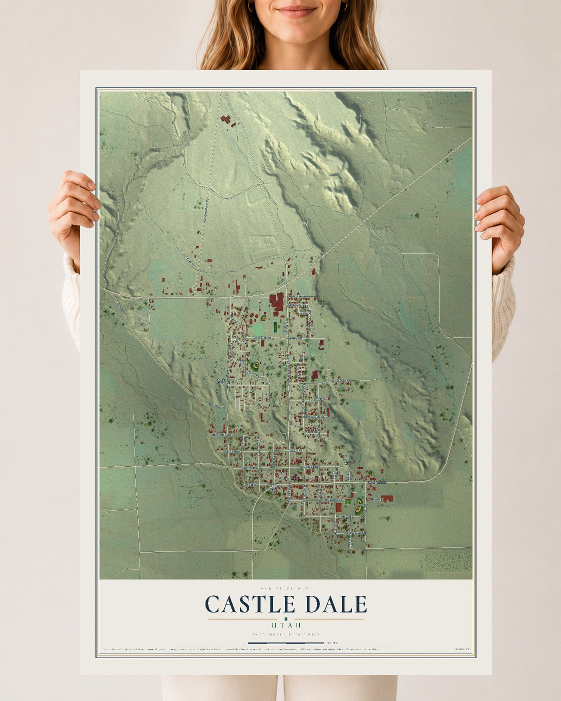 Map of Castle Dale, Utah, 24 x 36 inch unframed archival matte print