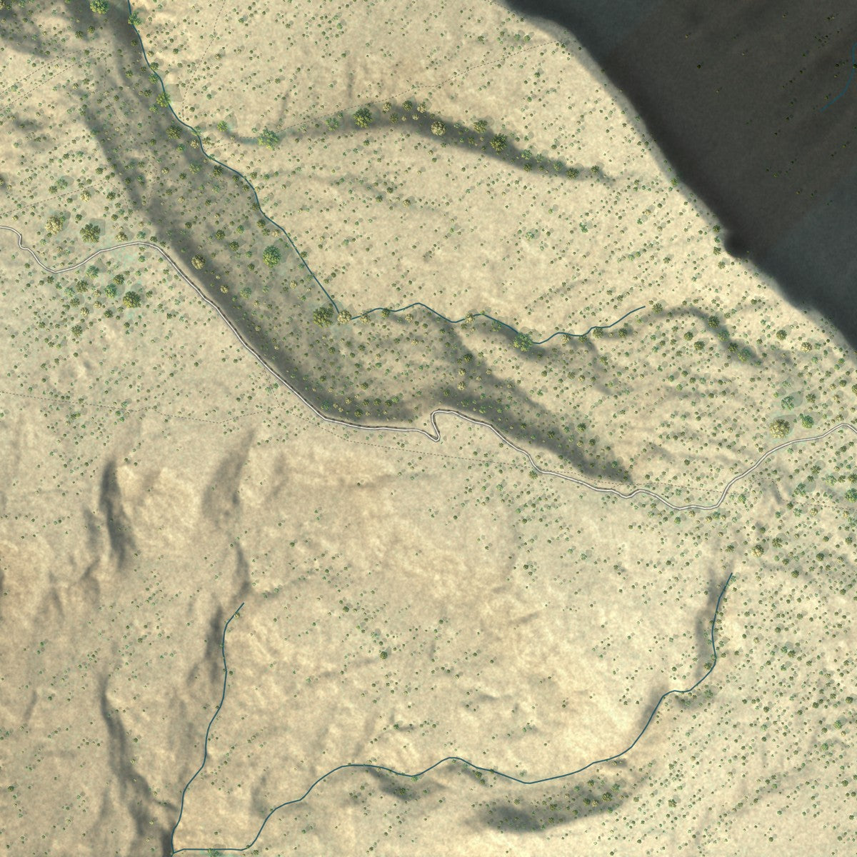 Close-up of the map of Castle Valley, Utah print showing street and building detail